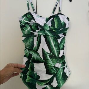 Tropical Leaf Print Womens Swimsuit